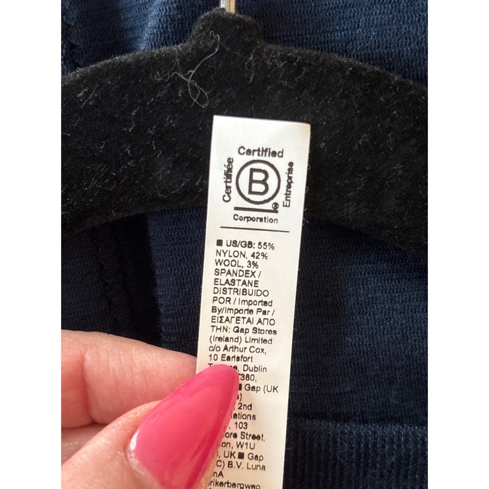 Athleta Ascent Seamless Top Navy Blue Wool Blend Long Sleeve Thumbholes Small - Picture 7 of 7
